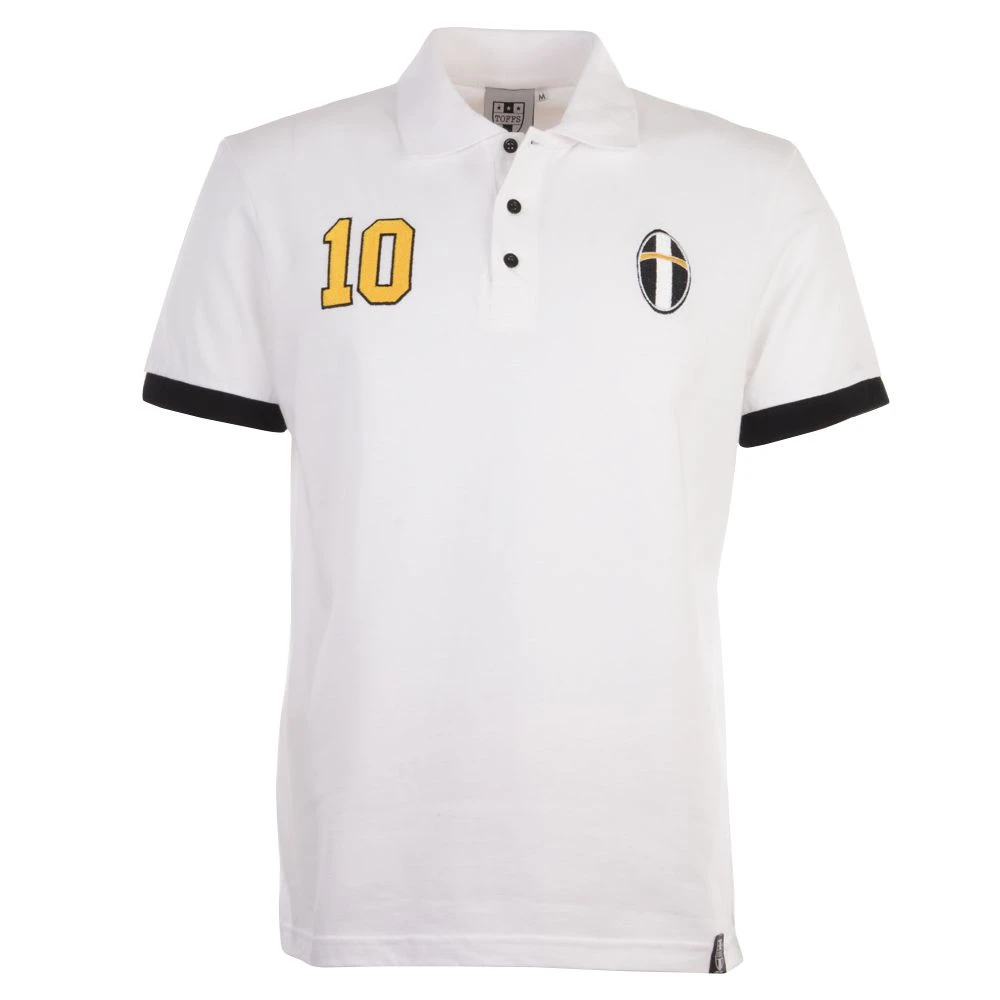 Piemonte Calcio Retro No. 10 White Polo Shirt with Pink and Black Trim 3 Piemonte Calcio Retro No. 10 White Polo Shirt with Pink and Black Trim