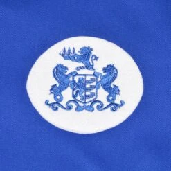 Ipswich Town Blue with White Contrast Collar 1930s-1950s Retro Football Shirt – Vintage Button Placket Long Sleeve -Toffs Store 1107 1