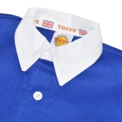 Ipswich Town Blue with White Contrast Collar 1930s-1950s Retro Football Shirt – Vintage Button Placket Long Sleeve -Toffs Store 1107 2