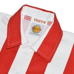 Lincoln City 1947-1958 Retro Football Shirt – Red and White Striped Long Sleeve Heavy Drill Cotton -Toffs Store 1124 2
