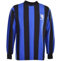 Middlesbrough 1970s Away Retro Football Shirt – Blue & Black Striped Long Sleeve
