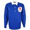 Millwall 1940s Retro Home Shirt - Blue with White Collar Long Sleeve Cotton Jersey