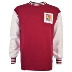 Northampton Town 1964-67 Retro Football Shirt – Maroon & White Long Sleeve Historic Jersey