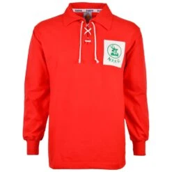 Nottingham Forest 1950s Retro Football Shirt - Red Lace Neck Long Sleeve Vintage Jersey