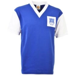 Peterborough United 1960s Royal Blue Retro V-Neck Football Shirt - Heavyweight Cotton