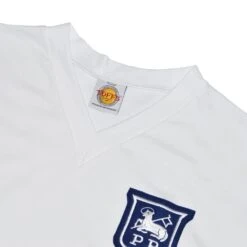 Preston North End Classic White 1960s Retro V-Neck Football Shirt -Toffs Store 1196 2