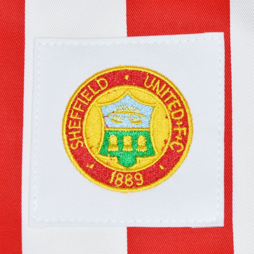 Sheffield United Red & White Striped 1920s-1950s Retro Long Sleeve Drill Cotton Football Shirt 4 Sheffield United Red & White Striped 1920s-1950s Retro Long Sleeve Drill Cotton Football Shirt - Image 2