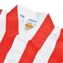 Sheffield United Red & White Striped 1920s-1950s Retro Long Sleeve Drill Cotton Football Shirt 7 Sheffield United Red & White Striped 1920s-1950s Retro Long Sleeve Drill Cotton Football Shirt -Toffs Store 1208 2