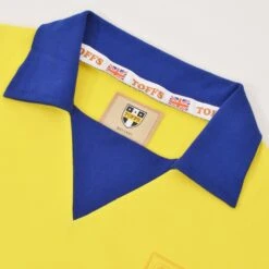Southampton FC 1970s Away Retro Football Shirt - Yellow & Blue Long Sleeve V-Neck -Toffs Store 1214 2