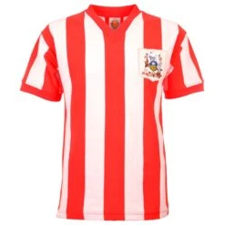 Sheffield United 1960s Kids Retro Red & White Striped V-Neck Football Shirt