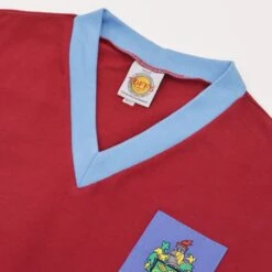 Scunthorpe United Claret and Blue Retro Football Shirt – Vintage V-Neck Short Sleeve Kit -Toffs Store 1376 2