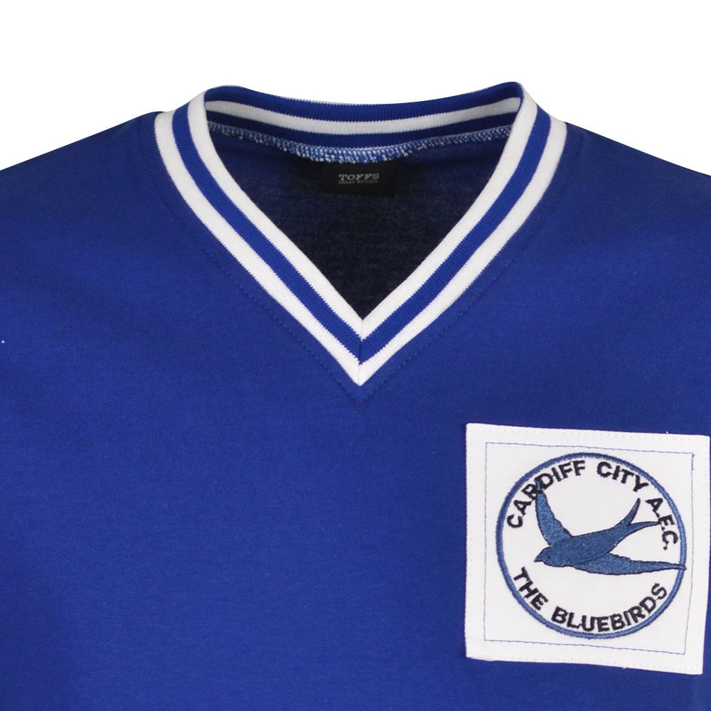 Cardiff City Blue with White Trim – 1959-60 Retro Heritage V-Neck Football Shirt 5 Cardiff City Blue with White Trim – 1959-60 Retro Heritage V-Neck Football Shirt - Image 3
