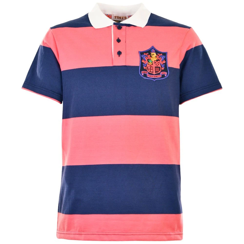 Dulwich Hamlet Navy and Pink Hooped – 1937 Cup Final Inspired Retro Heavyweight Polo Shirt 3 Dulwich Hamlet Navy and Pink Hooped – 1937 Cup Final Inspired Retro Heavyweight Polo Shirt