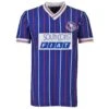 Portsmouth FC 1987-1988 Retro Football Shirt - Royal Blue Heritage Stripe V-Neck -Toffs Store 1988 3