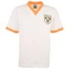 Blackpool FC Late 1950s Away Retro Football Shirt – White with Tangerine V-Neck Vintage Kit -Toffs Store 1998