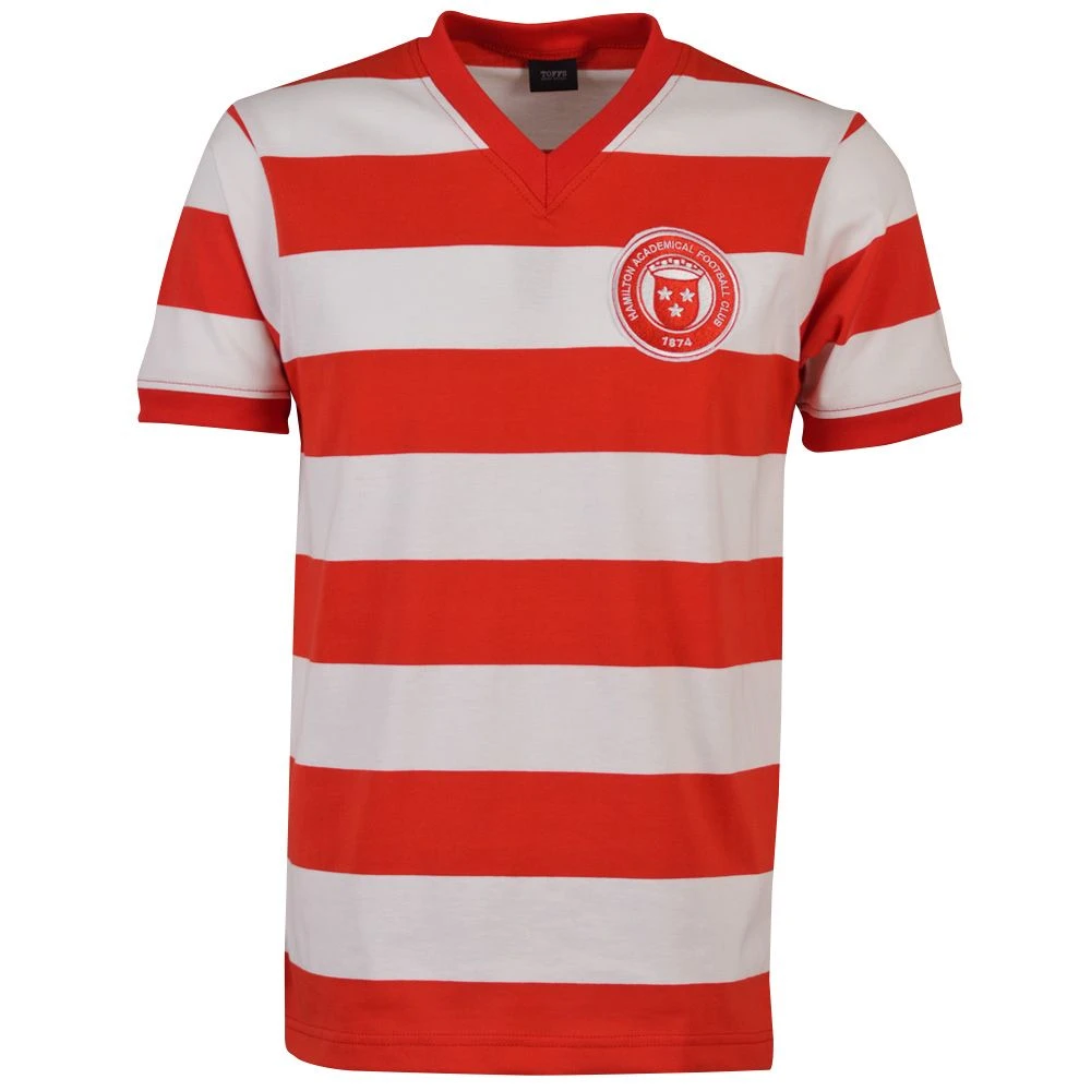 Hamilton Academical 1979-82 Retro Football Shirt – Red and White Striped Vintage Kit 3 Hamilton Academical 1979-82 Retro Football Shirt – Red and White Striped Vintage Kit