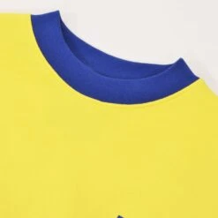 Bangor FC Yellow & Blue 1970s Retro Football Shirt - Classic Embroidered Crest Heritage Jersey -Toffs Store 2471 2