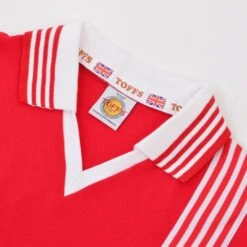 Aberdeen 1976 League Cup Final Retro Football Shirt - Red with White Collar V-Neck Cotton Jersey -Toffs Store 2801 2
