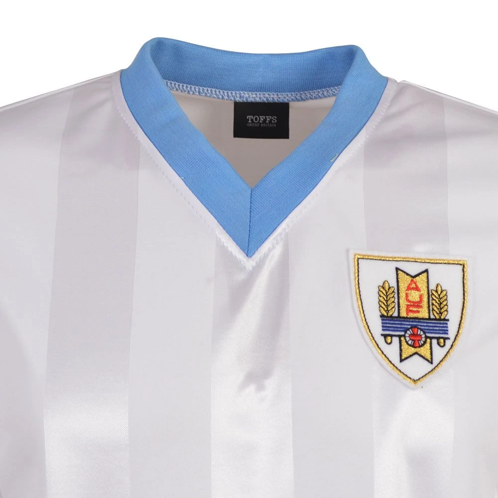 Uruguay 1986 World Cup Kids Retro Football Shirt – Sky Blue Ghost Stripe V-Neck Jersey 5 Uruguay 1986 World Cup Kids Retro Football Shirt – Sky Blue Ghost Stripe V-Neck Jersey - Image 3