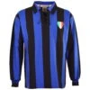 Internazionale Milan 1950s Retro Football Shirt – Black & Blue Stripes Long Sleeve Lace Neck Jersey 2 Internazionale Milan 1950s Retro Football Shirt – Black & Blue Stripes Long Sleeve Lace Neck Jersey -Toffs Store 4024