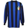 Inter Milan Blue and Black Striped 1970-1971 Retro - Long Sleeve Cotton Football Shirt -Toffs Store 4025