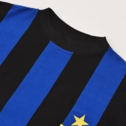 Inter Milan Blue and Black Striped 1970-1971 Retro - Long Sleeve Cotton Football Shirt -Toffs Store 4025 2