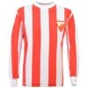 Red Star Belgrade 1960s Retro Football Shirt - Long Sleeve Heritage Red & White Stripes