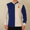Grasshopper Club ZΓΌrich 1960s Retro Football Shirt - White with Blue V-Neck Long Sleeve Jersey 1 Grasshopper Club ZΓΌrich 1960s Retro Football Shirt - White with Blue V-Neck Long Sleeve Jersey -Toffs Store 4109 1