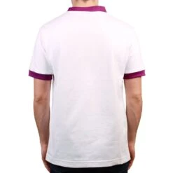 Fiorentina 1960s Retro Away Football Shirt – White with Purple Trim Vintage V-Neck -Toffs Store 4133 4