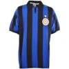 Inter Milan 1978-1979 Retro Black and Blue Striped Football Shirt – Heritage Split Neck Short Sleeve -Toffs Store 4135