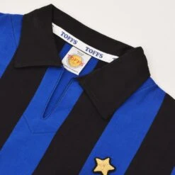 Inter Milan 1978-1979 Retro Black and Blue Striped Football Shirt – Heritage Split Neck Short Sleeve -Toffs Store 4135 2