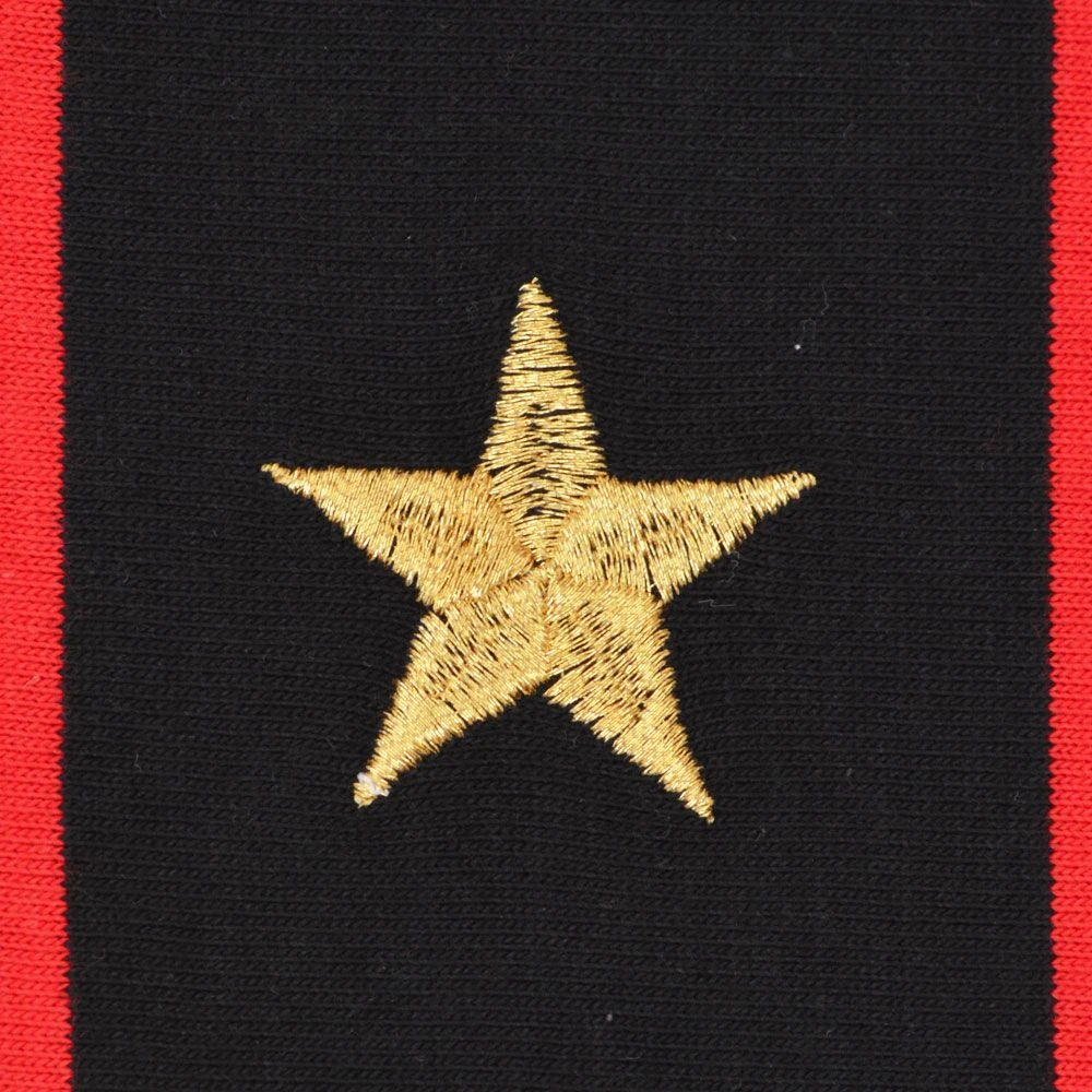 AC Milan 1980s Retro Red and Black Striped Home Shirt – Vintage V-Neck Jersey 4 AC Milan 1980s Retro Red and Black Striped Home Shirt – Vintage V-Neck Jersey - Image 2