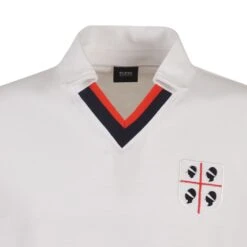 Cagliari 1981-1982 White Retro Football Shirt – Classic V-Neck Rossoblu Home Kit -Toffs Store 4156 3