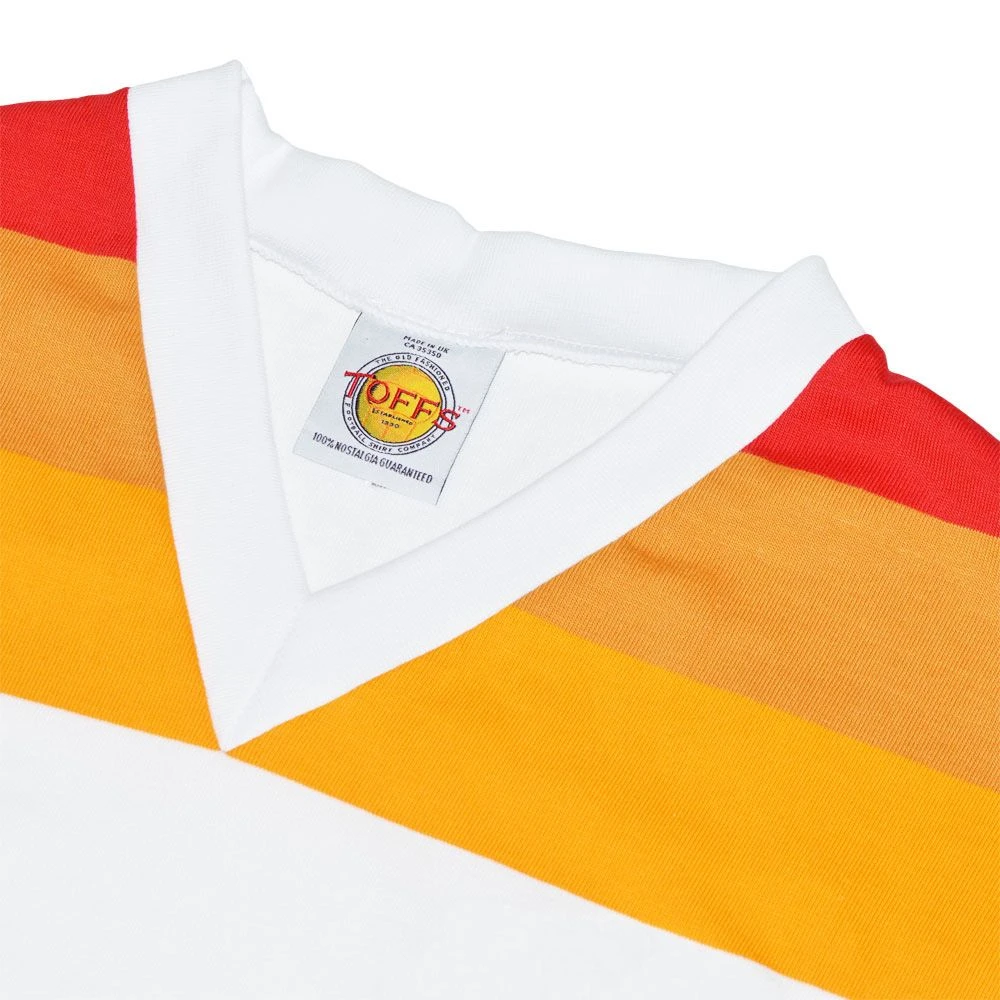 Rome 1978-80 Retro Football Shirt White with Gradient Yoke Stripes – Classic V-Neck Heritage Jersey 4 Rome 1978-80 Retro Football Shirt White with Gradient Yoke Stripes – Classic V-Neck Heritage Jersey - Image 2