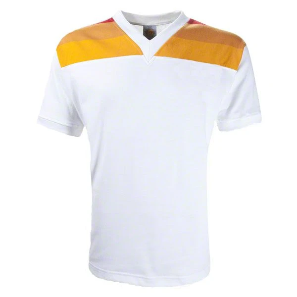 Rome 1978-80 Retro Football Shirt White with Gradient Yoke Stripes – Classic V-Neck Heritage Jersey 3 Rome 1978-80 Retro Football Shirt White with Gradient Yoke Stripes – Classic V-Neck Heritage Jersey