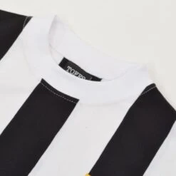 Piemonte Calcio 1952 Retro Football Shirt - Black & White Vertical Stripe Heritage Cotton Jersey -Toffs Store 4180 2
