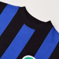Atalanta BC 1963-1964 Retro Football Shirt – Classic Blue and Black Striped Long Sleeve Jersey -Toffs Store 4306 2
