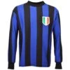 Inter Milan 1964-1965 Retro Long Sleeve Home Shirt – Black & Blue Stripes with Scudetto Shield -Toffs Store 4561