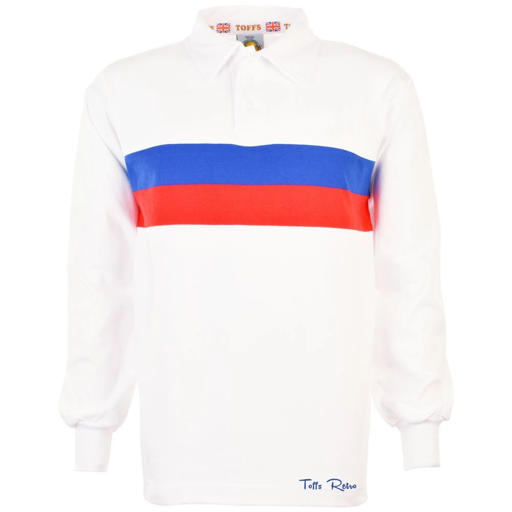 TOFFS Retro White Long Sleeve Shirt With Royal/Red Stripe 3 TOFFS Retro White Long Sleeve Shirt With Royal/Red Stripe
