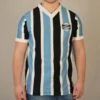 Gremio 1970s Retro Football Shirt – Sky Blue, Black & White Tricolor Stripes – Heritage V-Neck -Toffs Store 5027 3