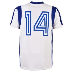 LA Aztecs 1979 Johan Cruyff No. 14 Home Retro Football Shirt - White/Royal V-Neck -Toffs Store 5089 3