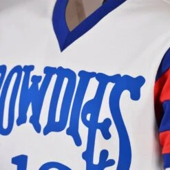 Tampa Bay Rowdies 1985 Exhibition Retro Football Shirt – White with Royal and Red Striped Sleeves -Toffs Store 5093 2