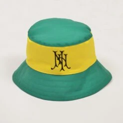 Newton Heath Green and Yellow Striped – Vintage Crest Heavy Drill Bucket Hat
