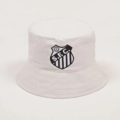 Santos FC White with Black Trim – Embroidered Crest Heavy Drill Bucket Hat