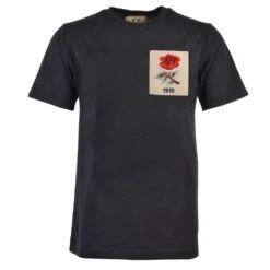 England Rugby 1910 Heritage Black - Organic Cotton Vintage Rose Relaxed Fit T-Shirt