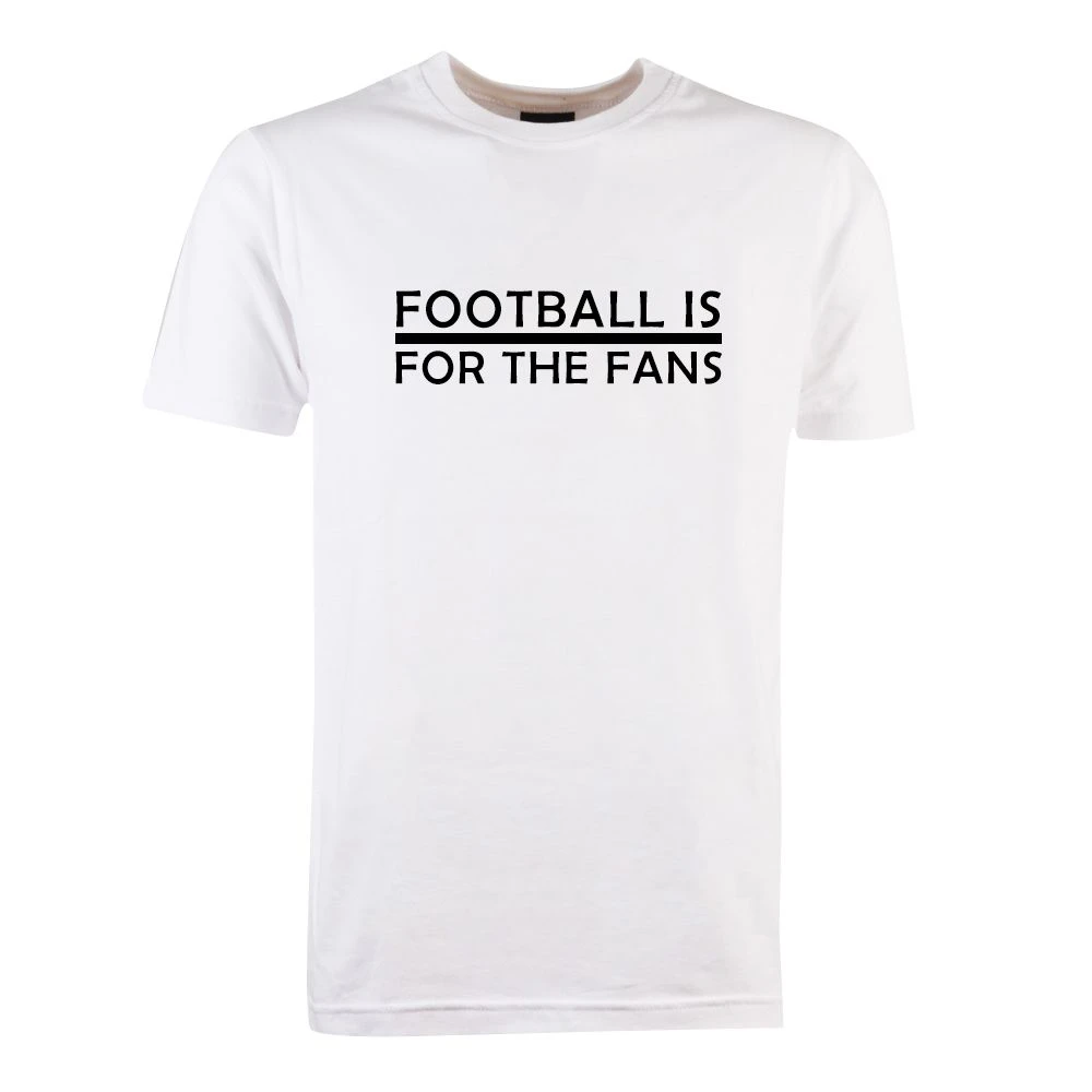 Football Is For The Fans White T-Shirt with Black Stripe Detail - Organic Cotton Casualwear 3 Football Is For The Fans White T-Shirt with Black Stripe Detail - Organic Cotton Casualwear