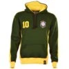 Brazil National Team Green and Yellow Number 10 Retro Embroidered Hoodie -Toffs Store h0003