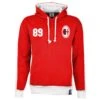 AC Milan Retro Number 89 Full-Zip Hoodie - Red with White Accents Vintage Terrace Style -Toffs Store h0004