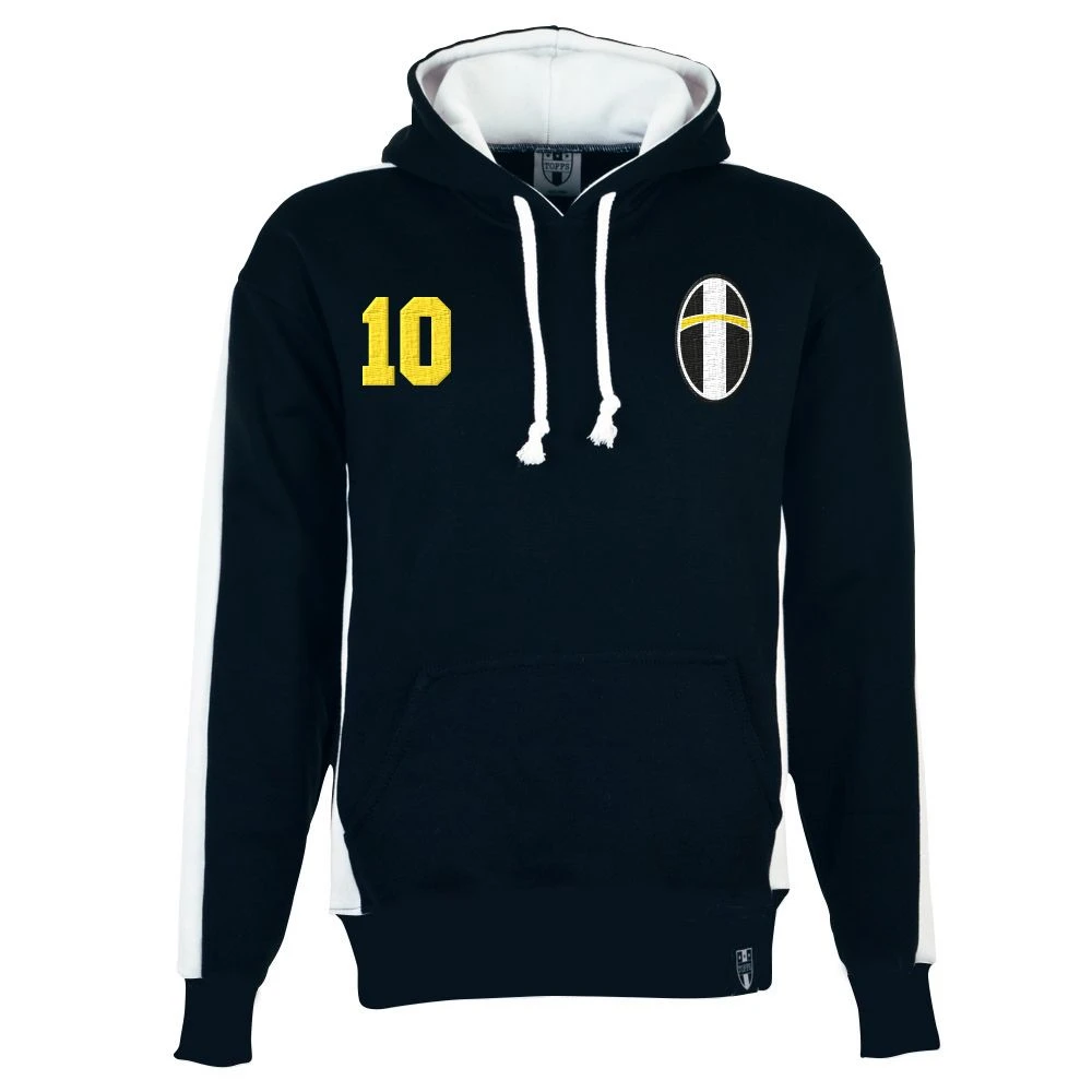 Piemonte Calcio Black and White Striped Retro Number 10 Embroidered Hoodie 3 Piemonte Calcio Black and White Striped Retro Number 10 Embroidered Hoodie