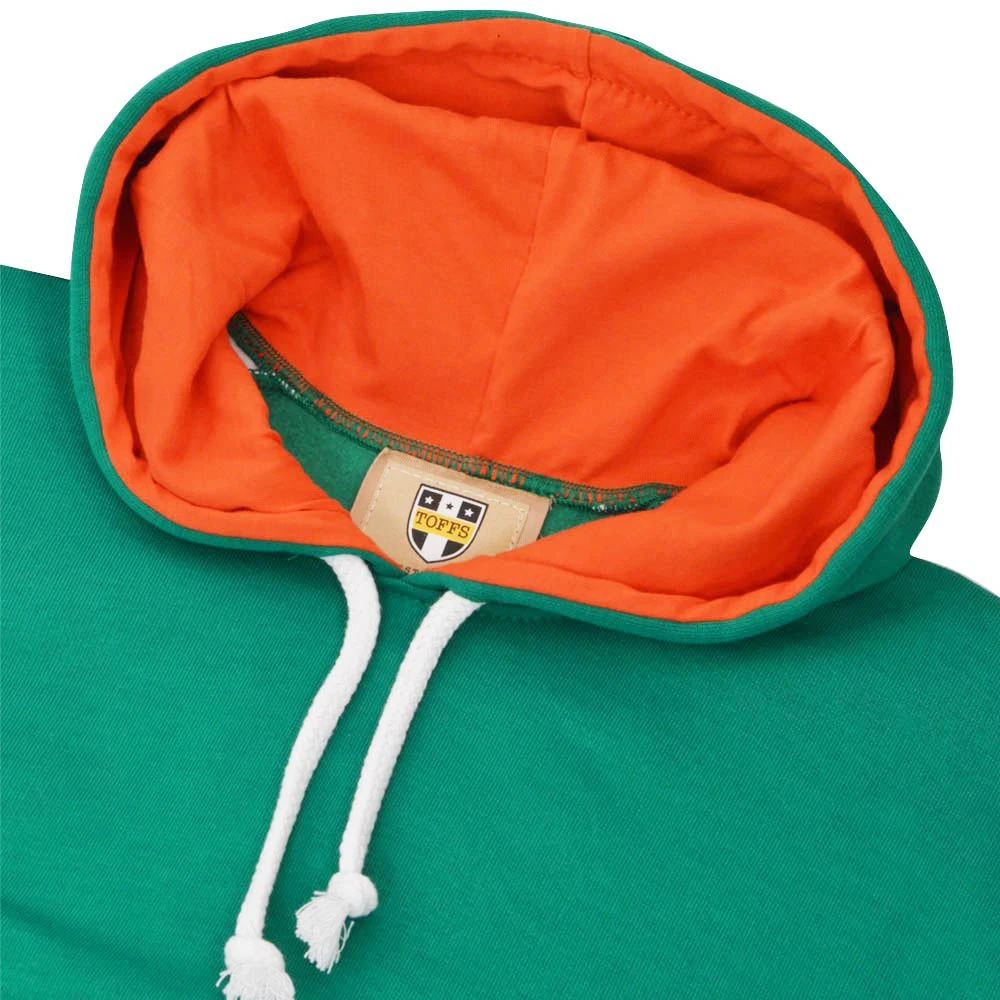 Republic of Ireland Emerald Green Retro Hoodie - Orange and White Accents Embroidered Badge Pullover 4 Republic of Ireland Emerald Green Retro Hoodie - Orange and White Accents Embroidered Badge Pullover - Image 2